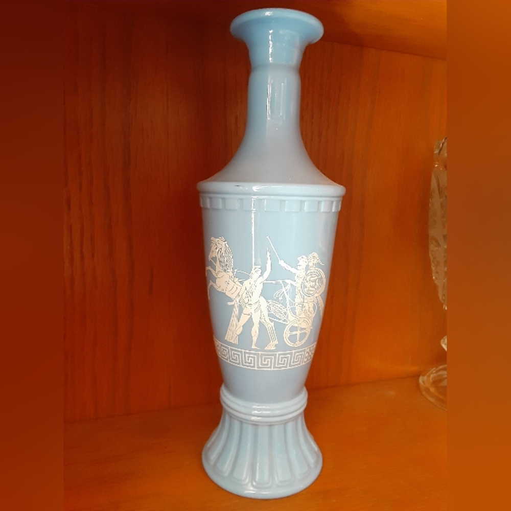 Vintage 1960's Jim Beam Blue Greek God Olympian Vase Decanter 12”